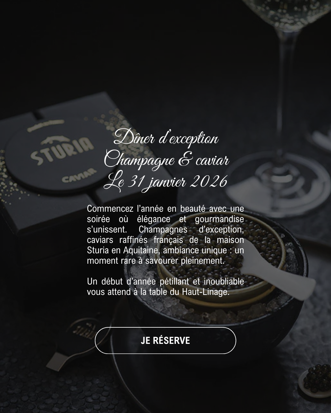 diner d'exception au haut linage caviar et champagne